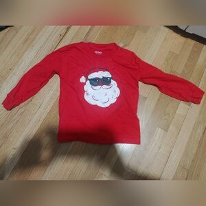 Carter's Red Santa With Sunglasses Christmas Kids Boy Shirt / Size 2t